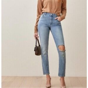 Reformation Harper high rise skinny jeans cyprus destroyed